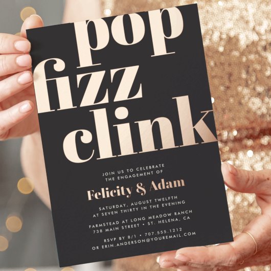 Moderne Pop | Verloving Feest Folie Uitnodiging