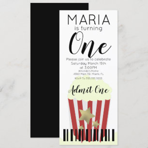 Moderne popcorn films Ticket Style Party Invitat Kaart