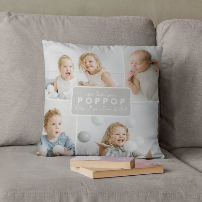 Moderne Poppop 4 Foto Grijs Kussen (Creator heeft geüpload)