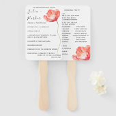 Moderne Poppy Red bruiloft programma Hand Fan Handwaaier (Voorkant en achterkant)