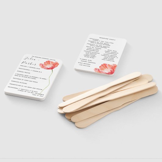 Moderne Poppy Red bruiloft programma Hand Fan Handwaaier (Niet-gemonteerd)
