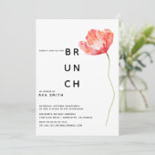 Moderne Poppy Rode Bruiloft Bruidsmeisjes Brunch Kaart (Staand voorkant)