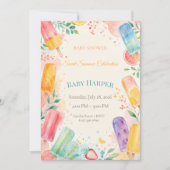 Moderne Popsicle Baby Shower | Kleurensplash Kaart (Voorkant)