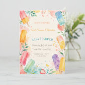 Moderne Popsicle Baby Shower | Kleurensplash Kaart (Staand voorkant)