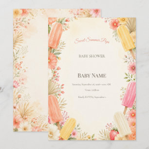 Moderne Popsicle Baby Shower Zoete Zomer Kaart