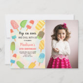 Moderne Popsicle verjaardagsuitnodiging Kaart (Voorkant)