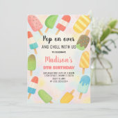 Moderne Popsicle verjaardagsuitnodiging Kaart (Staand voorkant)