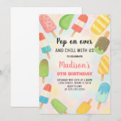Moderne Popsicle verjaardagsuitnodiging Kaart (Voorkant / Achterkant)