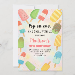 Moderne Popsicle verjaardagsuitnodiging Kaart