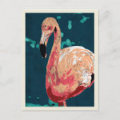 Moderne portret van een roze flamingo illustratie briefkaart (Voorkant)