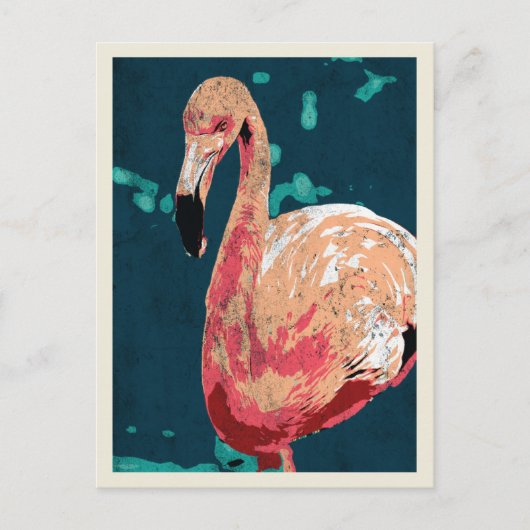 Moderne portret van een roze flamingo illustratie briefkaart (Voorkant)