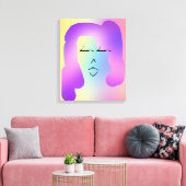 MODERNE PORTRET VAN VROUW MET PAARS HAAR CANVAS AFDRUK (Insitu (Woonkamer))