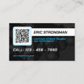 Moderne portretfoto van personal trainer visitekaartje (Achterkant)