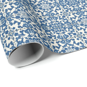 Moderne Portugese Tegels Azulejos Navy en wit Cadeaupapier