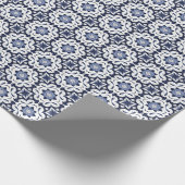 Moderne Portugese Tegels Azulejos Navy en wit Cadeaupapier (Hoek)