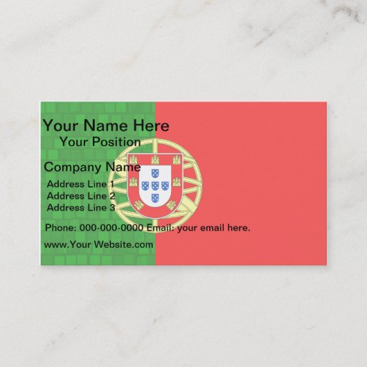 Moderne Portugese vlag Visitekaartje (Voorkant)