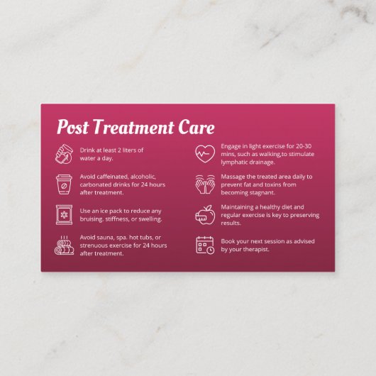 Moderne Post / Voorbehandeling Zorg Lichaam Sculpt Visitekaartje (Achterkant)
