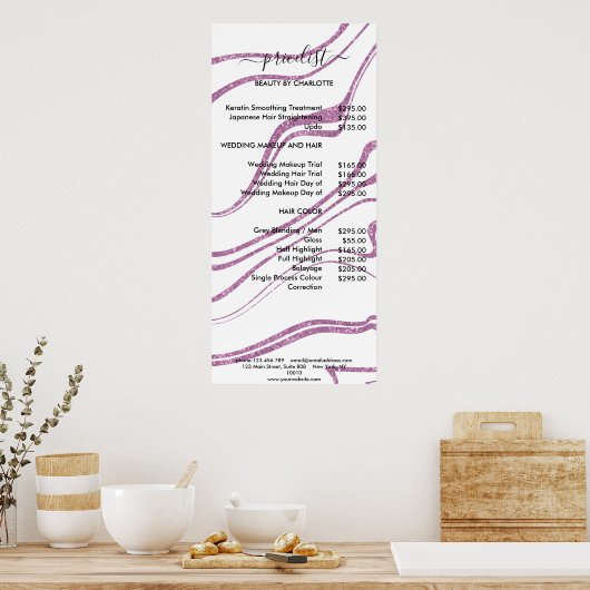 Moderne Poster in marmer Style Pricelist (Keuken)