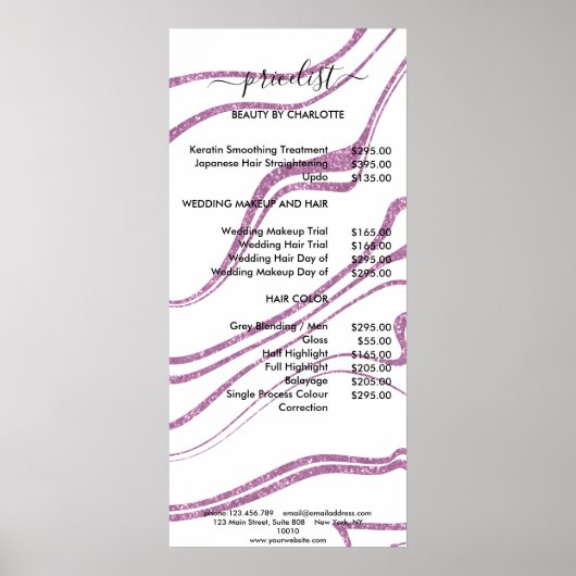 Moderne Poster in marmer Style Pricelist (Voorkant)