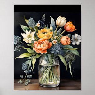 Moderne poster kunst print bloemen