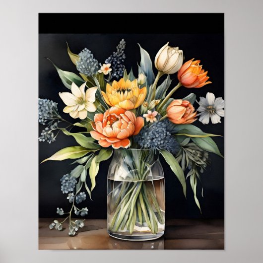 Moderne poster kunst print bloemen (Voorkant)