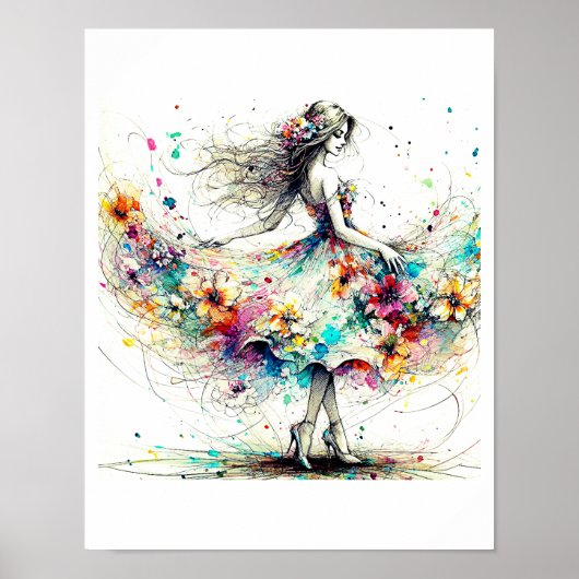 Moderne poster kunst print mooi meisje (Voorkant)