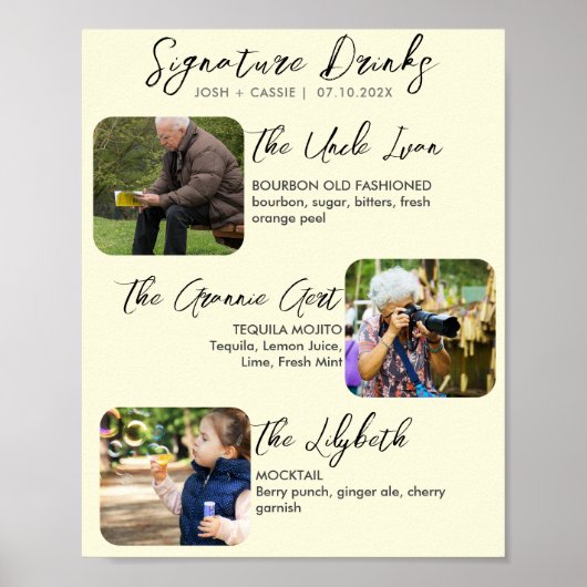 Moderne Poster Met Drie Foto's Van Signature Drank (Voorkant)