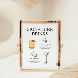 Moderne Poster met handtekeningdrankjes Nacht ervo