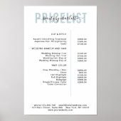 Moderne poster met prijslijst (Voorkant)