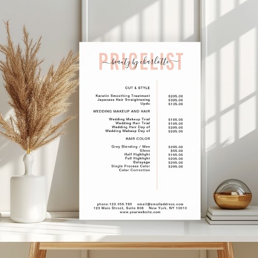 Moderne poster met prijslijst