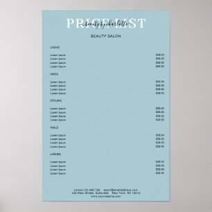 Moderne Poster met Prijslijst in Blauw