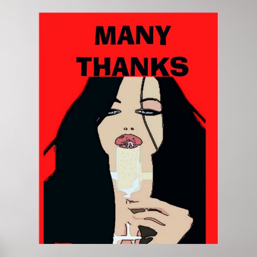 Moderne Poster met stijlwijn, veel Bedankt (Voorkant)