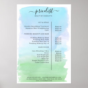 Moderne Poster met Waterkleuren Prijslijst