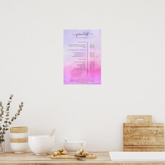 Moderne Poster met Waterverf Prijslijst (Keuken)