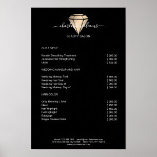 Moderne Poster met Zwarte Gouden Diamant Prijslijs