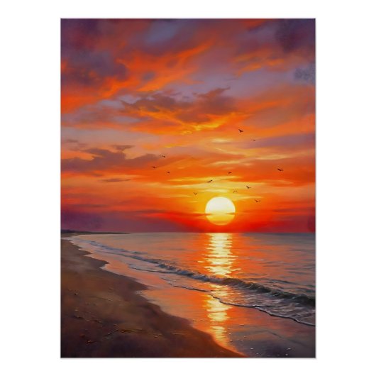 Moderne Poster Natuur Zonsondergang Muurkunst Huis (Voorkant)
