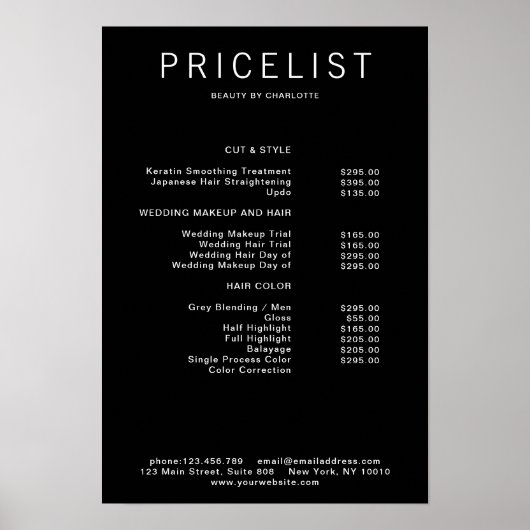 Moderne Poster prijslijst (Voorkant)