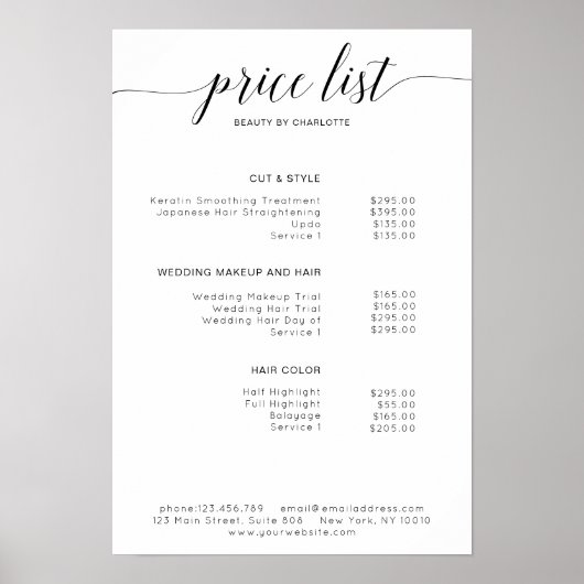 Moderne Poster prijslijst (Voorkant)