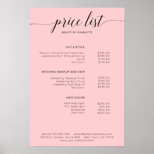 Moderne Poster prijslijst (Voorkant)