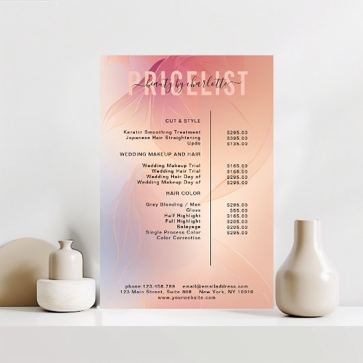 Moderne Poster prijslijst