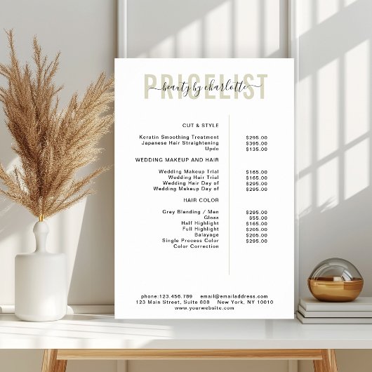 Moderne Poster prijslijst
