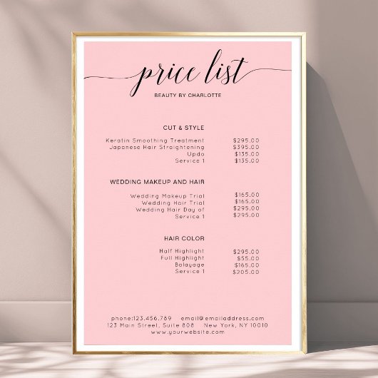 Moderne Poster prijslijst