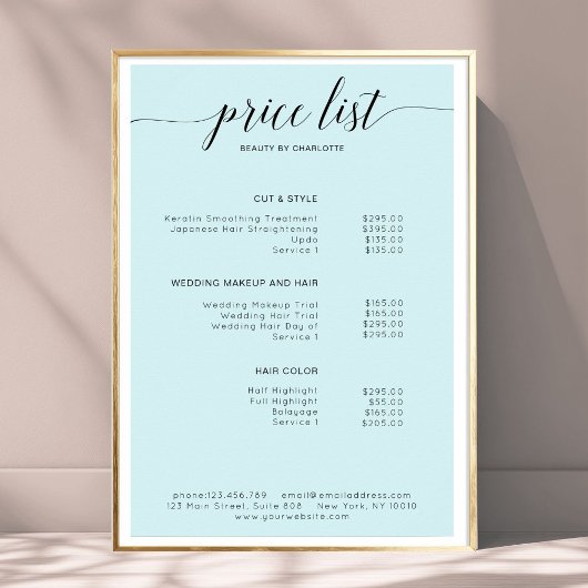 Moderne Poster prijslijst