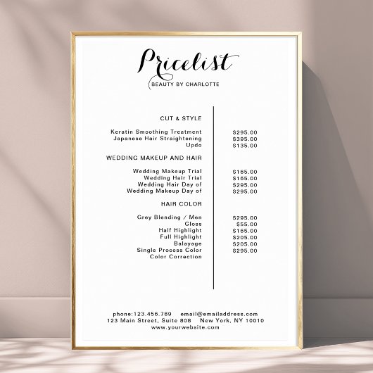 Moderne Poster prijslijst