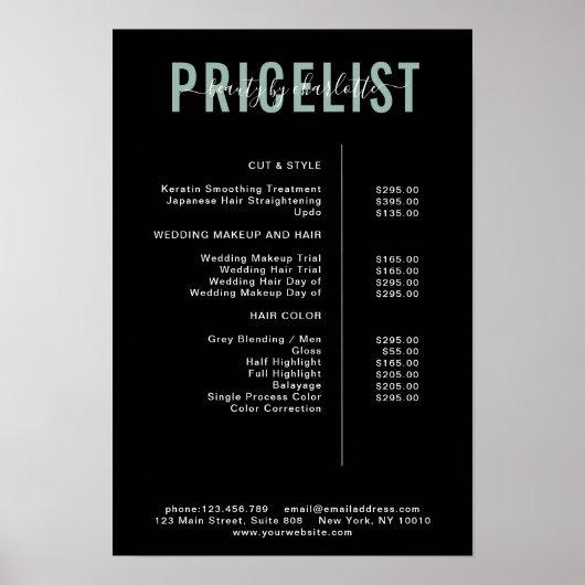 Moderne Poster prijslijst (Voorkant)