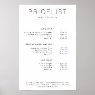 Moderne Poster prijslijst