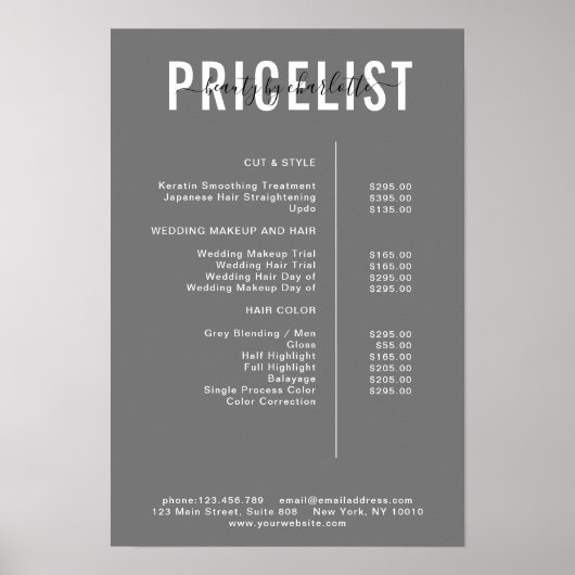 Moderne Poster prijslijst (Voorkant)