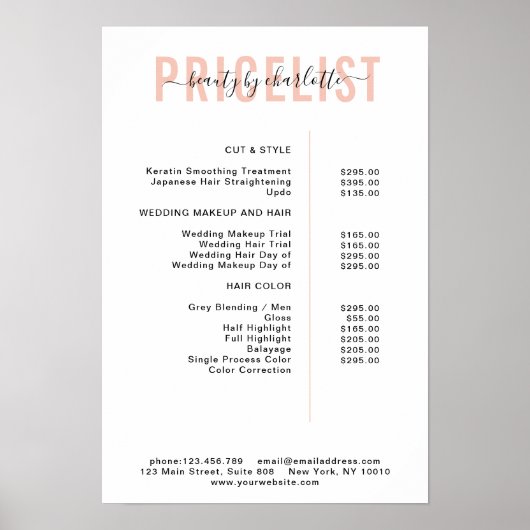 Moderne Poster prijslijst (Voorkant)