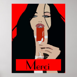 Moderne Poster van de Wijn van de Stijl, Merci, ge