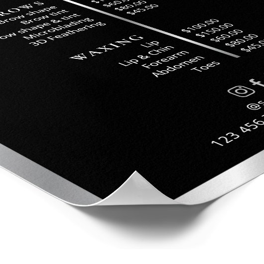 Moderne Poster van het menu voor prijzen in zwart- (Hoek)